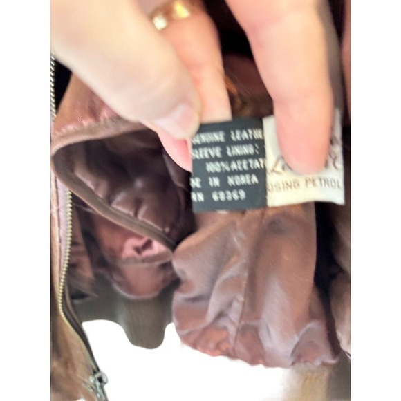 Vintage London Fog Brown Leather Bomber Aviator ZIPPER QUILTED LIN Jacket XL - Picture 7 of 12